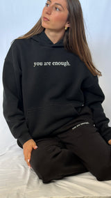 The You Are Enough Set (Hoodie & Sweatpants) - Black