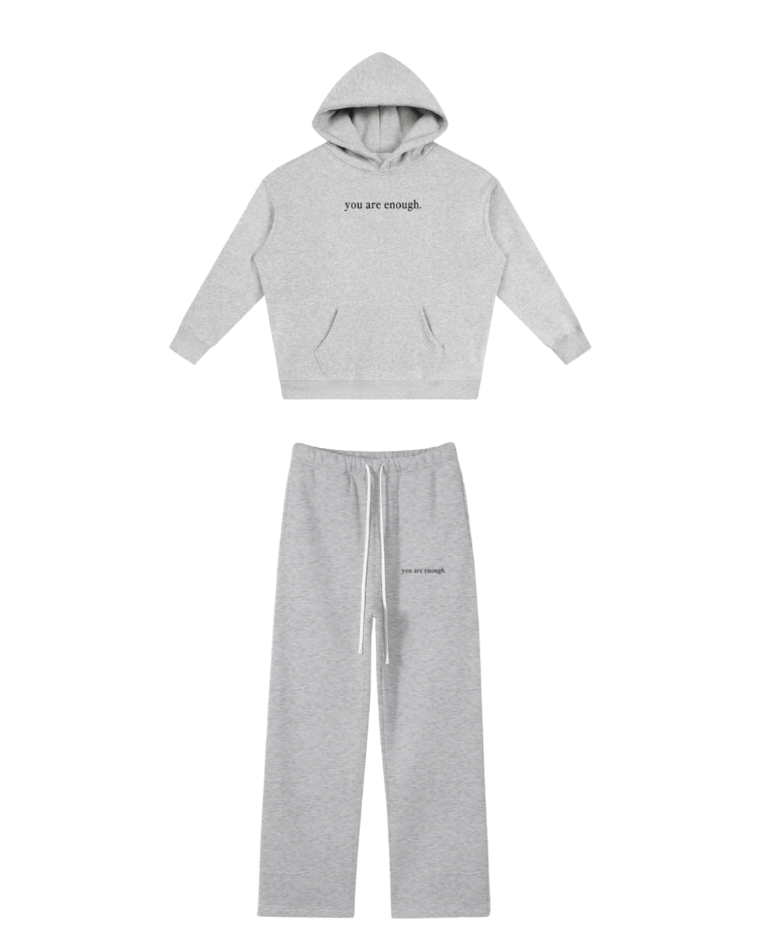 The You Are Enough Set (Hoodie & Sweatpants) - Heather Gray