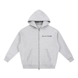 "Dear Person Behind Me"  Zip Up Hoodie - Heather Gray