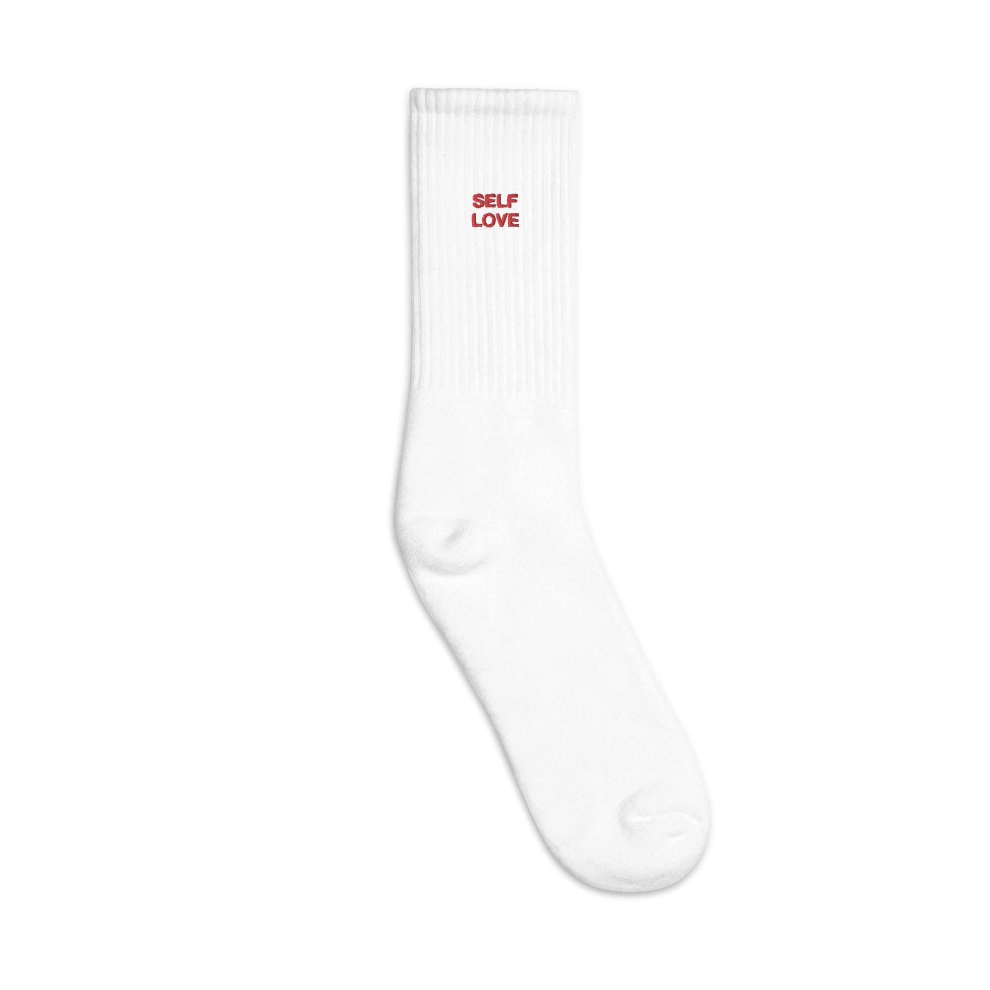 Self Love Red Embroidered Socks