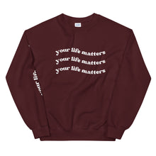 Load image into Gallery viewer, Your Life Matters Sweatshirt
